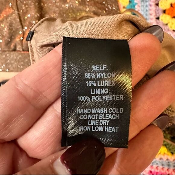 Lulus Shimmer and Shake Iridescent Gold Two Piece Dress Size Small - Picture 16 of 16